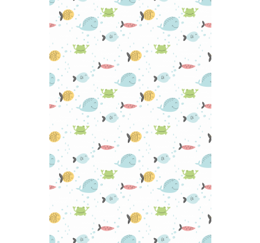 Kids wallpaper colorful fish on white background - TenStickers