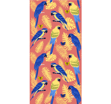 Kids wallpaper parrots and butterflies on leaves - TenStickers