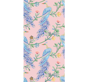Kids wallpaper birds in a pink paradise - TenStickers