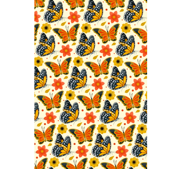 Kids wallpaper butterflies floral design - TenStickers