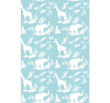 Kids wallpaper elephants and giraffes design - TenStickers