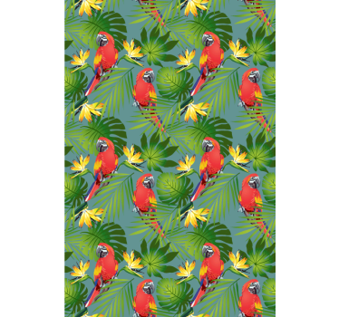 Kids wallpaper tropical parrots and leaves - TenStickers
