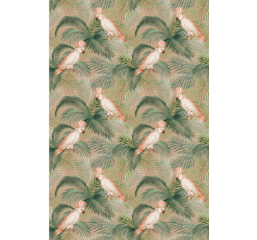 Kids wallpaper cockatoo and leaves design - TenStickers