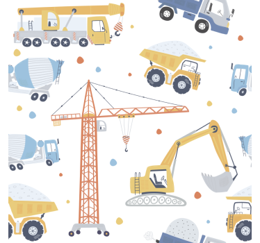 Kids wallpaper construction vehicles adventure - TenStickers