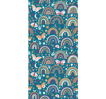 Kids wallpaper colorful rainbows and butterflies - TenStickers
