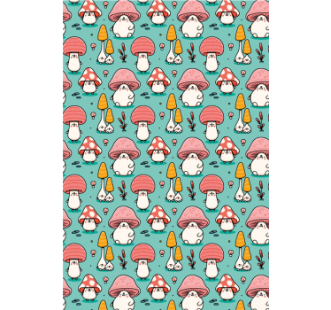 Kids wallpaper baby mushroom characters - TenStickers