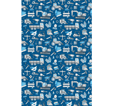 Kids wallpaper construction vehicles - TenStickers