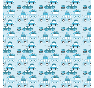 Kids wallpaper blue cars design - TenStickers