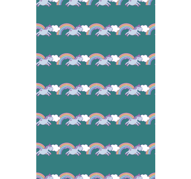 Kids wallpaper running unicorns and rainbows - TenStickers