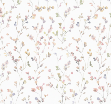 Living room wallpaper watercolor meadow sprig - TenStickers