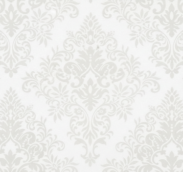 Living room wallpaper classic white damask - TenStickers