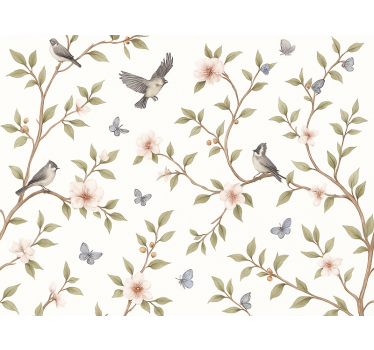 Birds wallpaper vintage blossom bird design - TenStickers