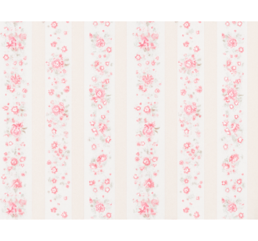 Kids wallpaper pink retro floral stripes - TenStickers