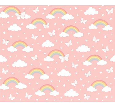 Kids wallpaper pink rainbow design - TenStickers