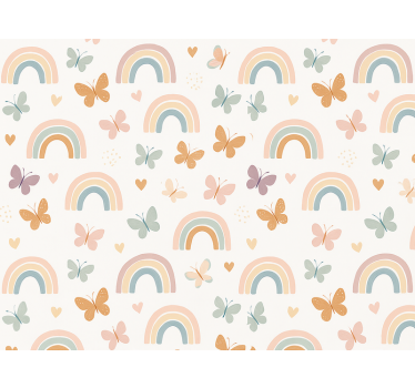 Kids wallpaper cute rainbow design with butterflies - TenStickers