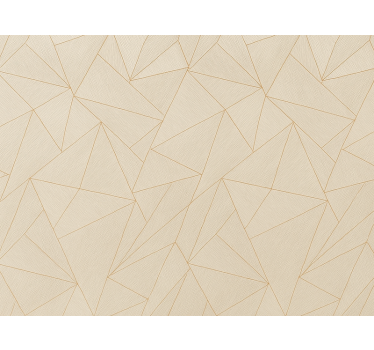Living room wallpaper wood triangles with gold lines - TenStickers