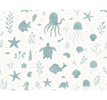Kids wallpaper blue and white nautical design - TenStickers