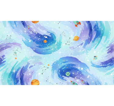 Kids wallpaper in light blue galaxy style - TenStickers