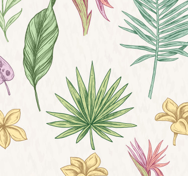 Flowers and palm trees Nature Wallpaper - TenStickers