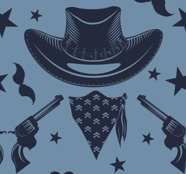 Cowboy hat, flock and revolvers Bedroom Wallpaper - TenStickers