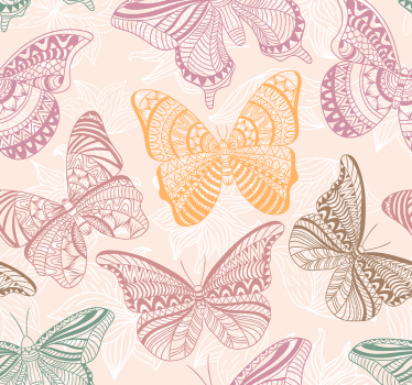 Colored ornamental butterflies Living Room Wallpaper - TenStickers