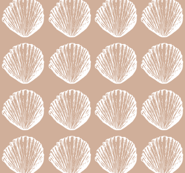 Retro Seashell Pattern beige Seashell wallpaper - TenStickers