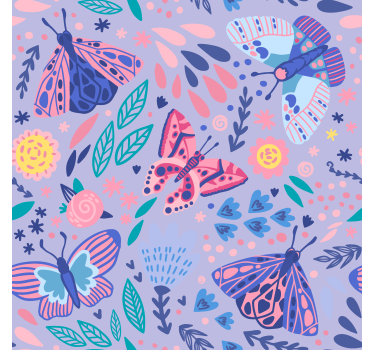 Butterflies wallpaper in pink tones Bedroom Wallpaper - TenStickers