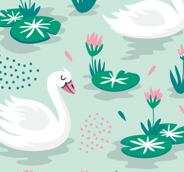 Swans and waterlily wallpaper Kids Wallpaper - TenStickers