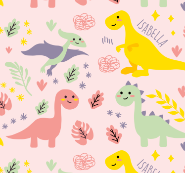 Green dinosaurs with names Kids Wallpaper - TenStickers