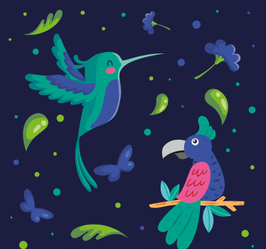 Parrots and woodpeckers Cool animal wallpaper - TenStickers