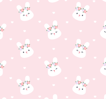 cute rabbits on pink background Cool animal wallpaper - TenStickers