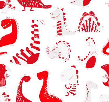 dinosaurs red sketches Kids Wallpaper - TenStickers