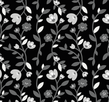 Grey flowers black background Nature Wallpaper - TenStickers