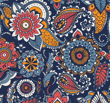 Ethnic blue pattern Vintage Wallpaper - TenStickers