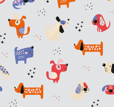 Illustrated dogs Cool animal wallpaper - TenStickers