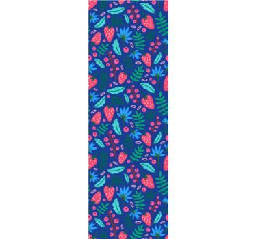 Strawberry pattern on blue background Kitchen Vinyl Wallpaper - TenStickers