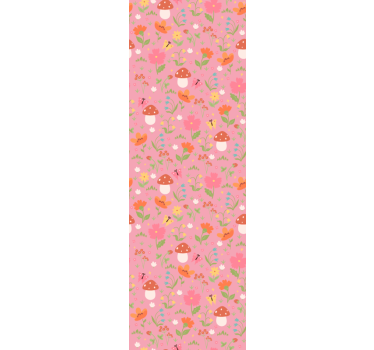 Floral Mushroom Pattern kids wallpaper - TenStickers