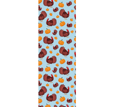 Brown turkeys and pumpkins Cool animal wallpaper - TenStickers