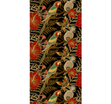 Plants and bird  Jungle theme wallpaper - TenStickers