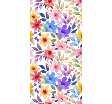 Blooming colorful flower pattern wallpaper - TenStickers