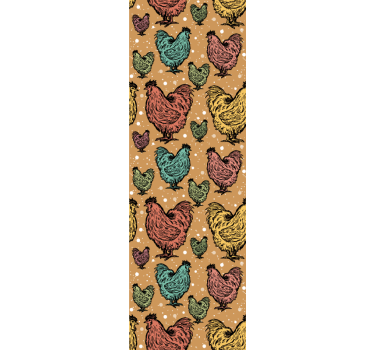 Roosters colorful chicken pattern lounge wallpaper - TenStickers