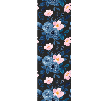 Blue and pink pattern on black background  Bedroom Wallpaper - TenStickers