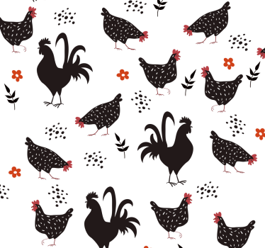 Black and white rooster Kitchen Themed Wallpaper - TenStickers