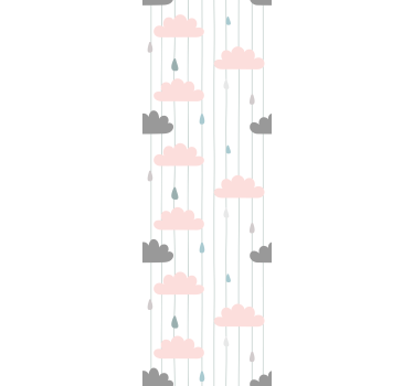 Pink and grey clouds wallpaper for bedroom - TenStickers