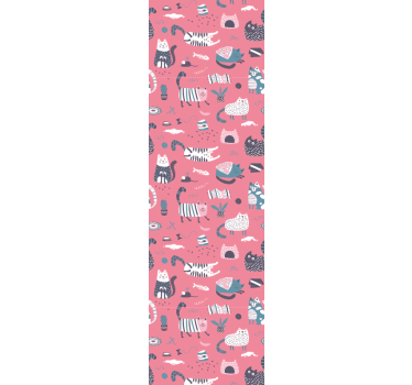 Playful Cats Illustration cat wallpaper - TenStickers