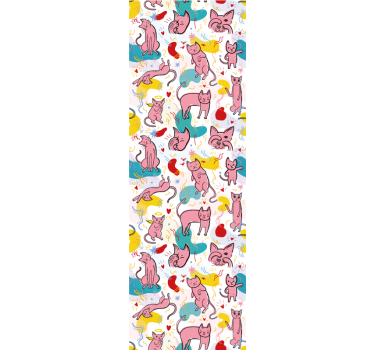 Playful Feline Patterns cat wallpaper - TenStickers