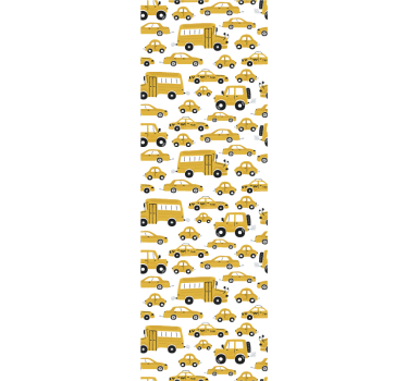 Cute design yellow car Contemporary Wallpaper - TenStickers