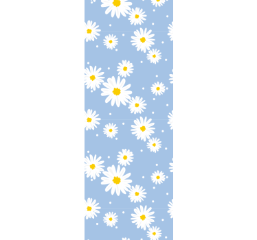 White flowers with blue background Nature Wallpaper - TenStickers