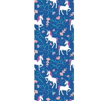 Unicorn pattern with feathers Kids Wallpaper - TenStickers
