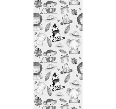 Gray zoo animals Kids wallpaper - TenStickers